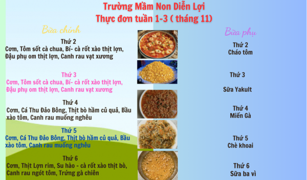 Thực đơn tuần 1+3 tháng 11